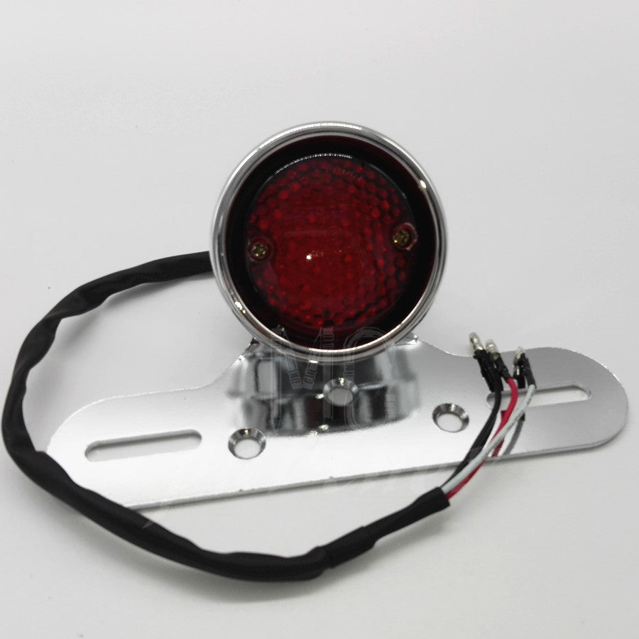 Chrome Motorcycle LED Tail Brake Light License Plate For Harley Bobber Chopper