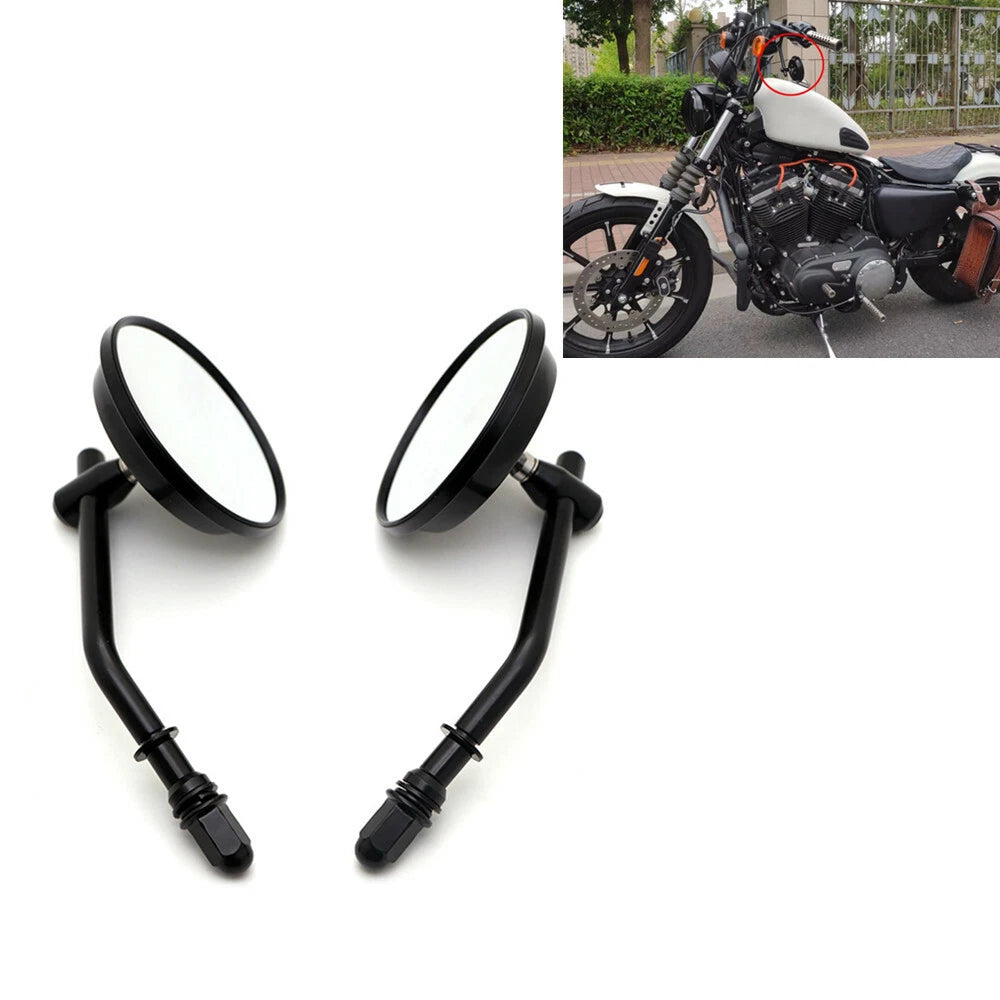 3" Black Round Rear View Side Mirrors For Harley dyna Fatboy Softail Sportster