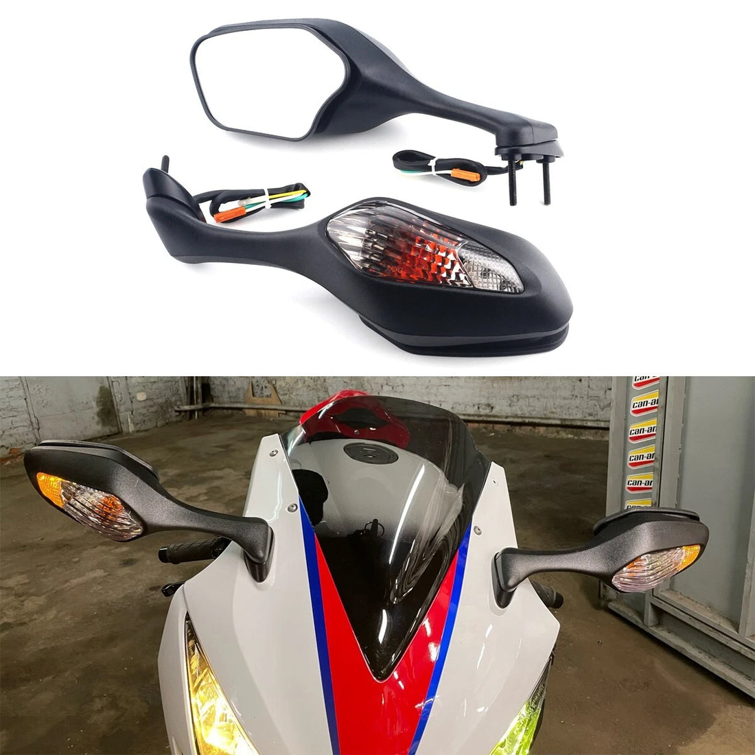 Rearview Mirrors & Turn Signal Light For Honda VFR1200 2010 2011 2012 Black