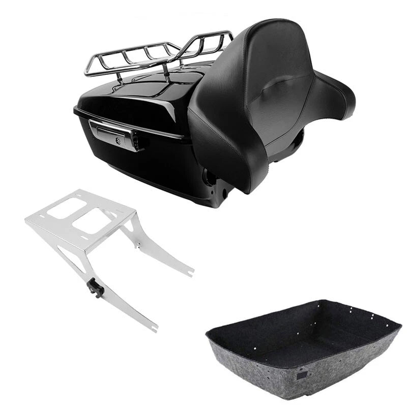 King Trunk Backrest Top Rack Mount Fit For Harley Fatboy 2008-2017