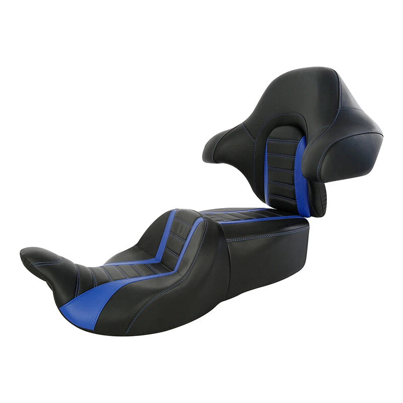 Driver Passenger Seat w/ Backrest Fit For Harley Street Glide 14-23 Black+Blue