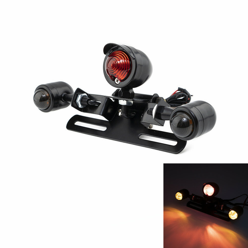 Black Tail Brake Light W/ Turn Signal Lamp For Cafe Racer Bobber Chopper Custom