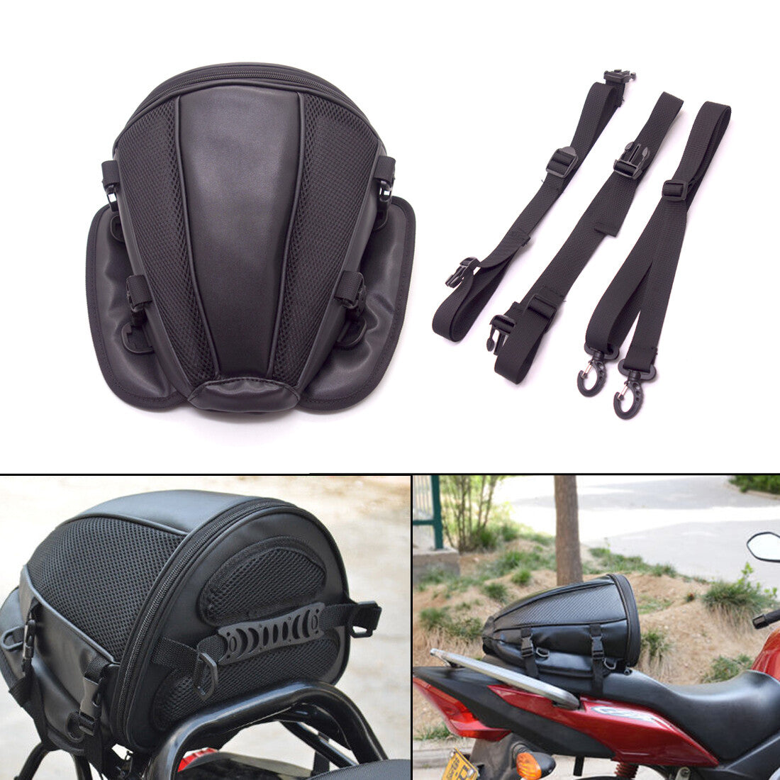 Black Tail Bag Back Seat Storage Carry Hand Shoulder waterproof Saddle Bag