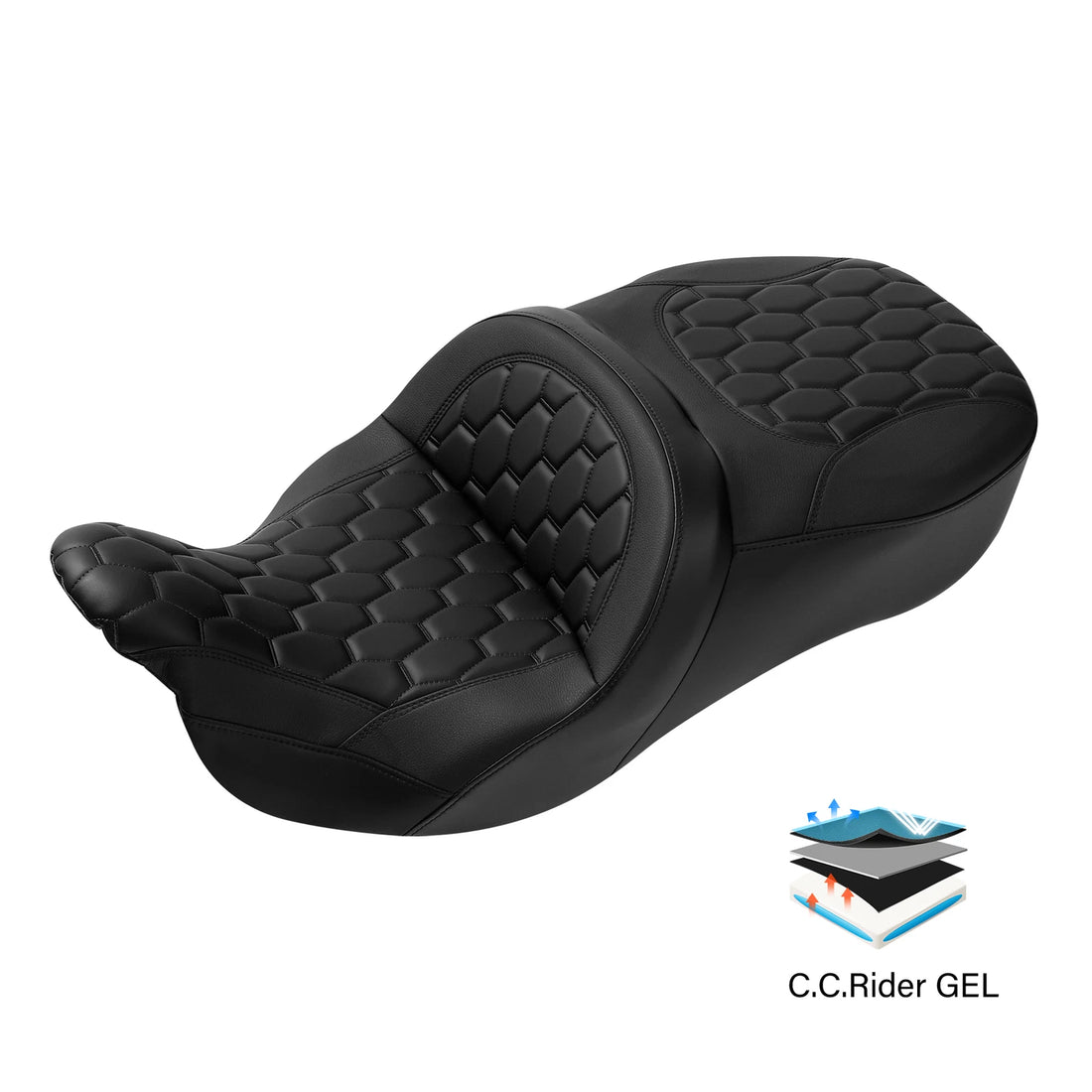 Rider Driver Passenger Gel Seat Fit For Harley Touring Road Street Glide 2009-23