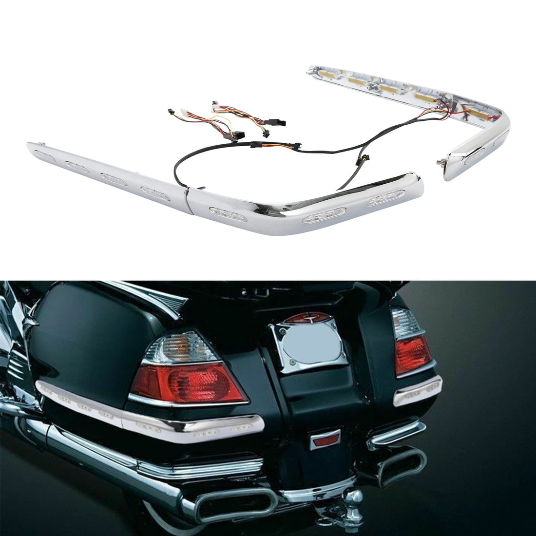LED Saddlebag Molding Set Clear Lens Fit For Honda Goldwing GL1800 2001-2011