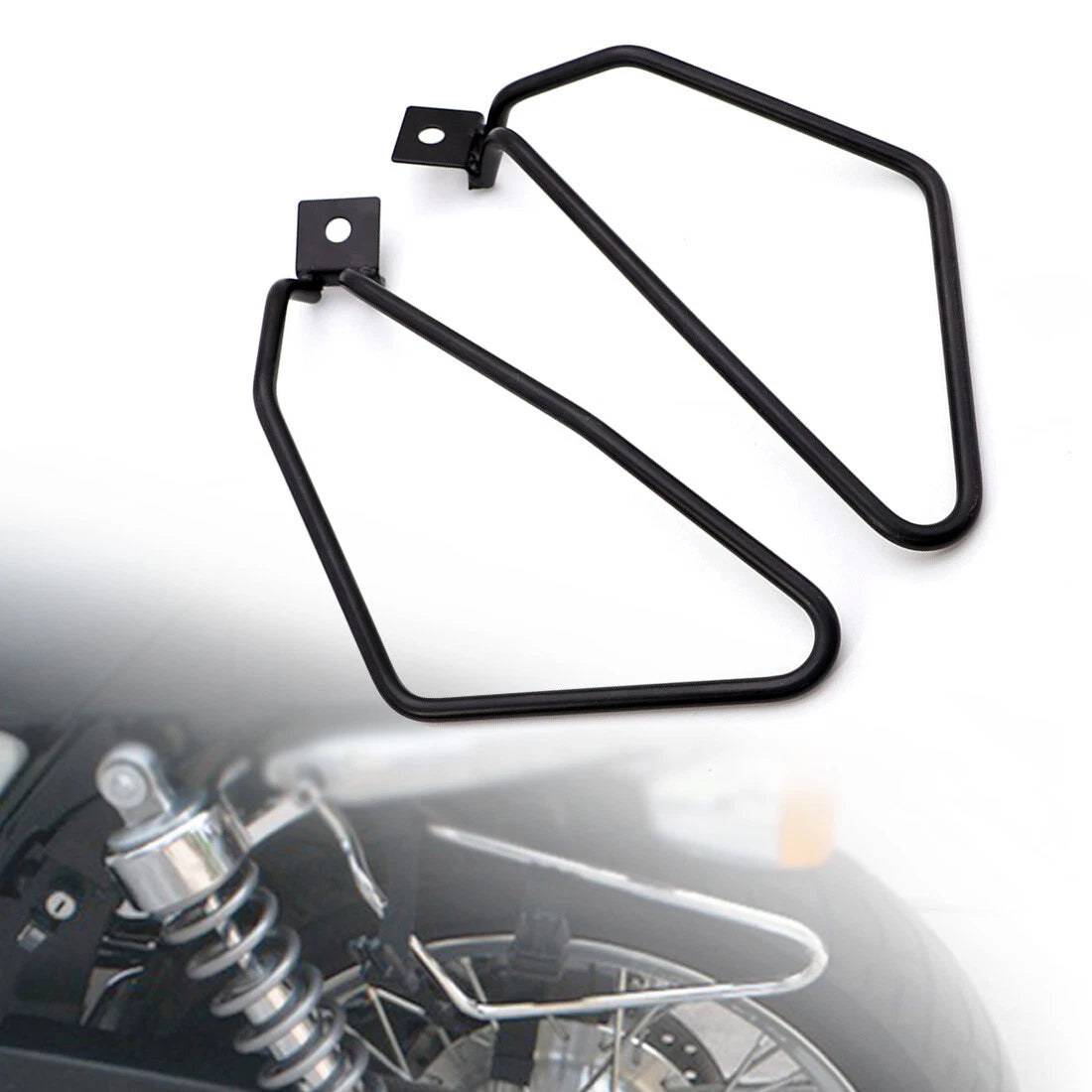 New Black Metal Saddle bag Support Bars Mount Bracket For Harley Sportster XL883