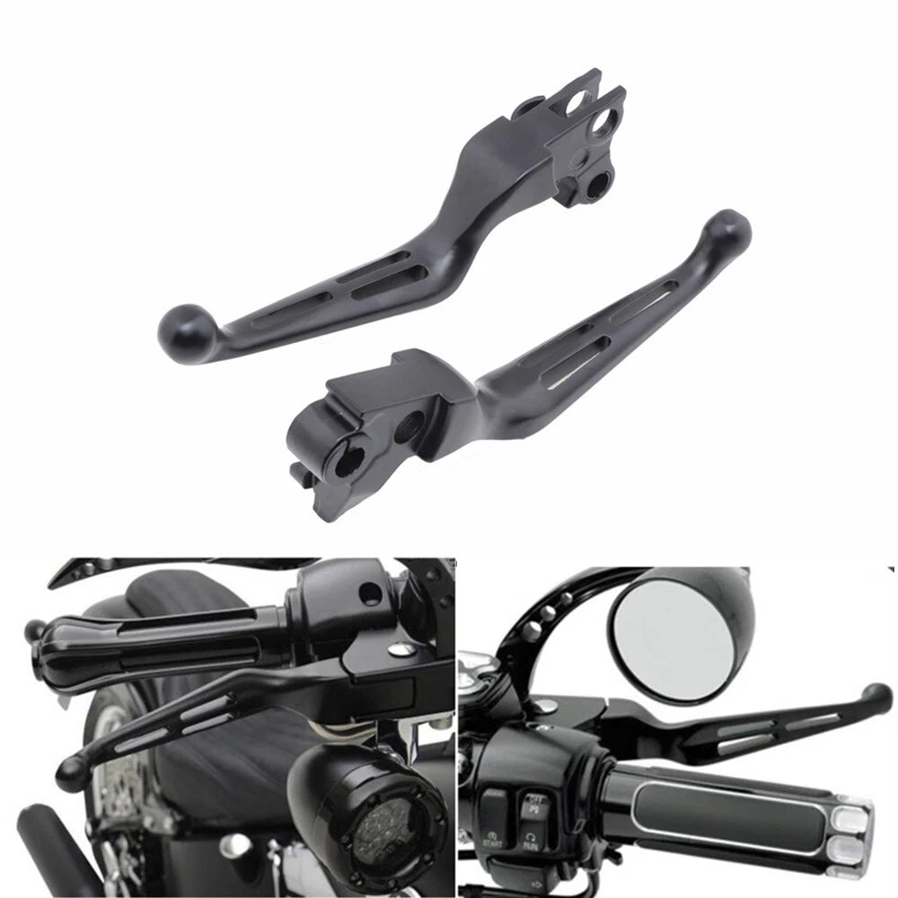 Black Slotted Brake Clutch Lever For Harley Dyna Touring Softail 96-07 XL 96-03