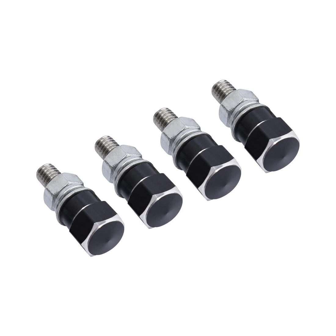 4 Black & Silver Hex License Plate Frame Bolts Motorcycle Tag Fastener US