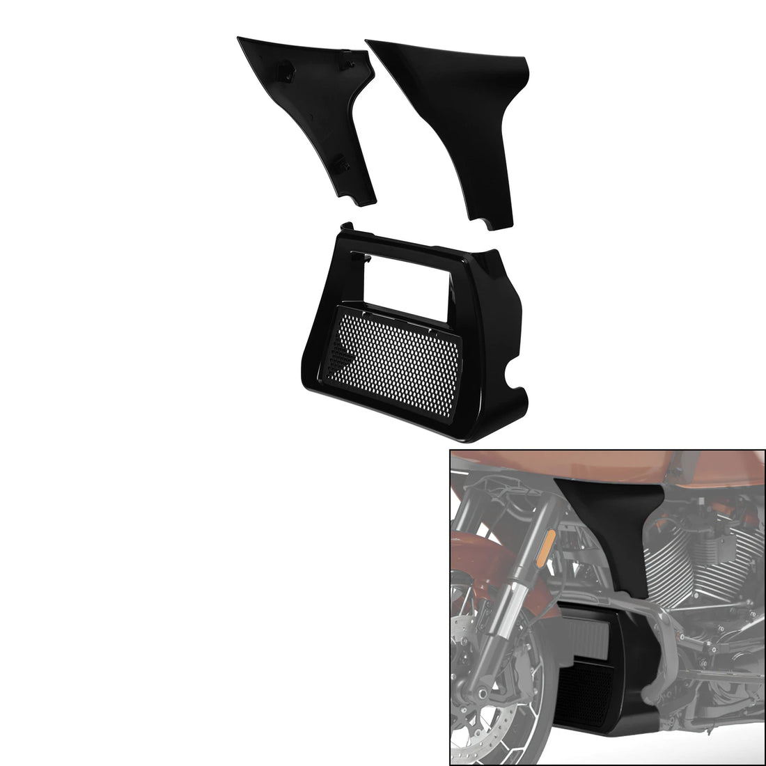 Front Chin Spoiler Radiator Cover Side Panel Fit For Harley Cvo Road Glide 23-26
