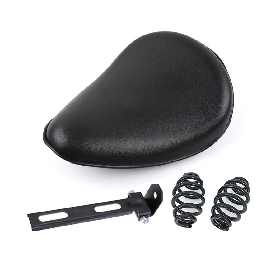 Black PU Leather Solo Drive Seat Spring & Bracket For Harley Chopper Custom
