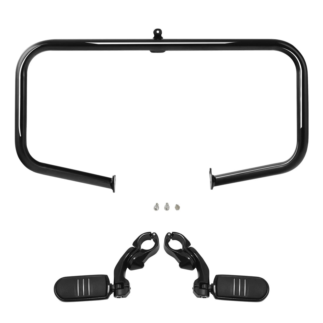 Black Highway Engine Guard Crash Bar Foot Pegs Fit For Harley Touring 2009-2024