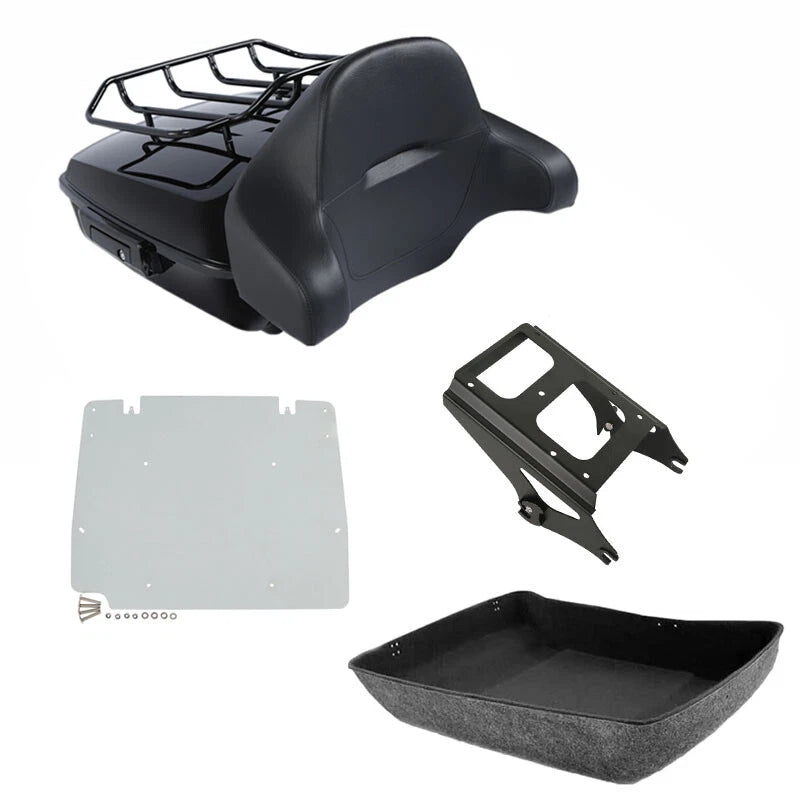 Black Chopped Trunk Backrest Mount Plate Fit For Harley Tour Touring 09-13