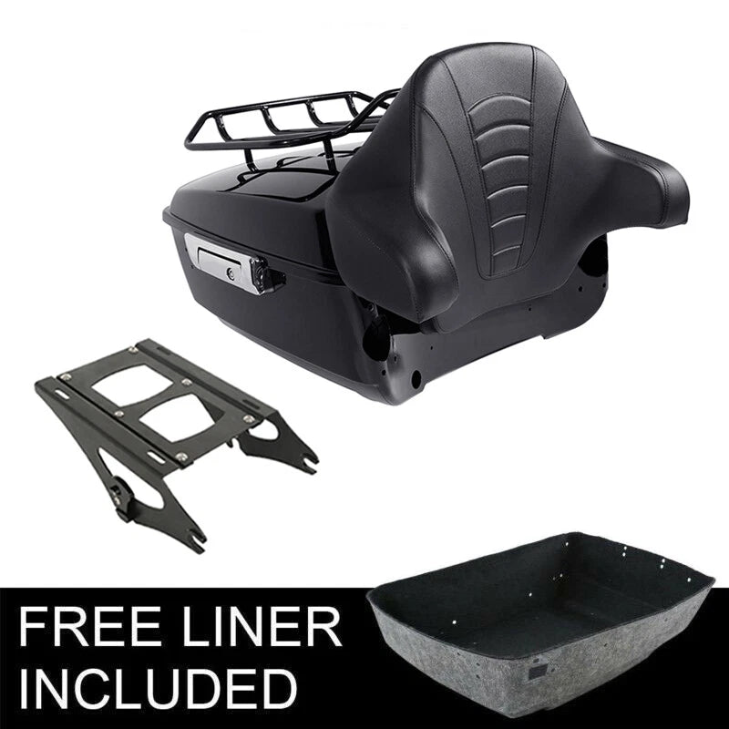 Black King Trunk Backrest Pad Top Rack Fit For Harley Electra Road Glide 14-2026