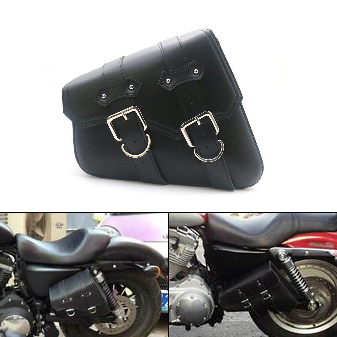 Black False Leather Left side Saddlebag Saddle Bag For Harley Sportster XL883