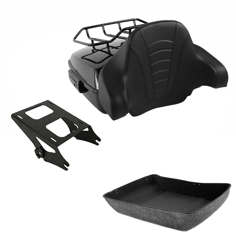 Black Chopped Trunk Pad Mount Rack Fit For Harley Touring Road Glide 14-Up