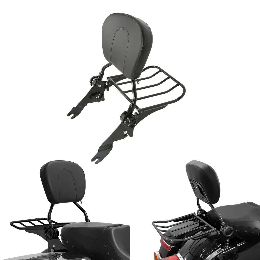 Detachable Backrest Sissy Bar W/ Luggage Rack Fit For Harley Touring 09-25
