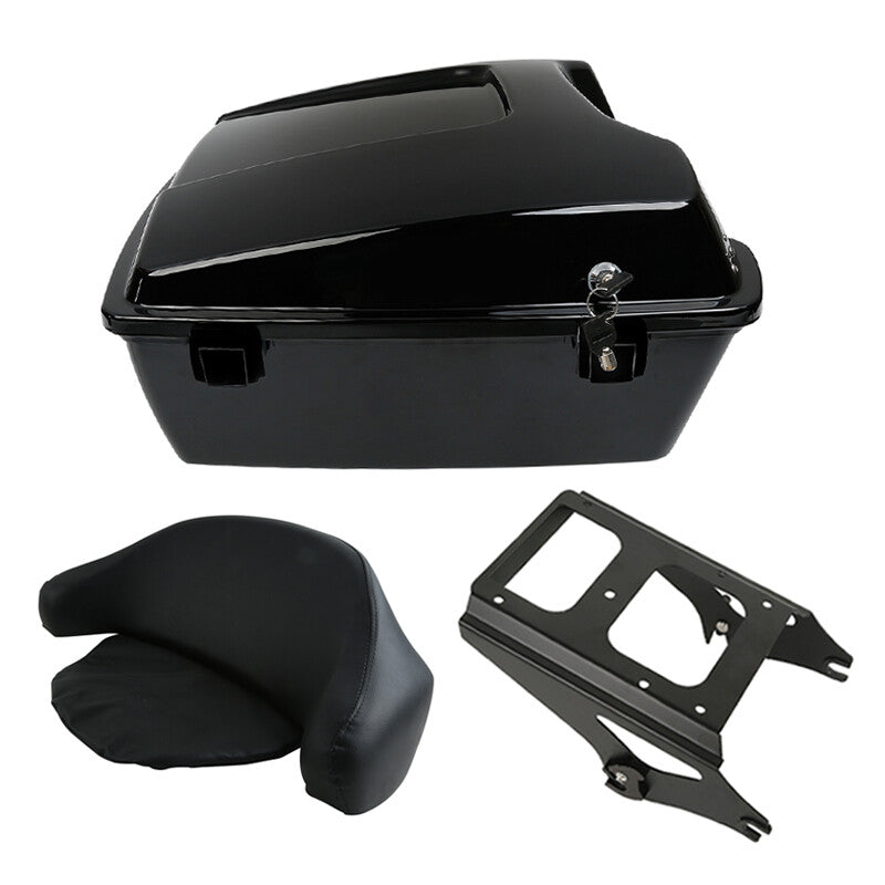 Black Chopped Trunk Luggage Backrest Mounting Rack Fit For Harley Touring 09-13