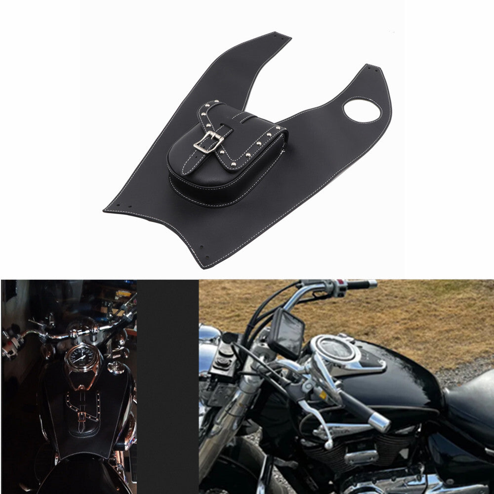 For Suzuki Intruder VL800 Black Artificial Leather Tank Cap Panel Cover Pad Bag