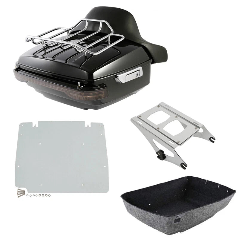 King Trunk Backrest Mount Rack Tail Light Plate Fit For Harley Touring 2014-2026