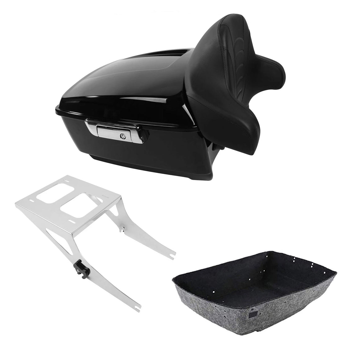 King Trunk Luggage Backrest Two Up Mount Rack Fit For Harley Fat Boy 2008-2017