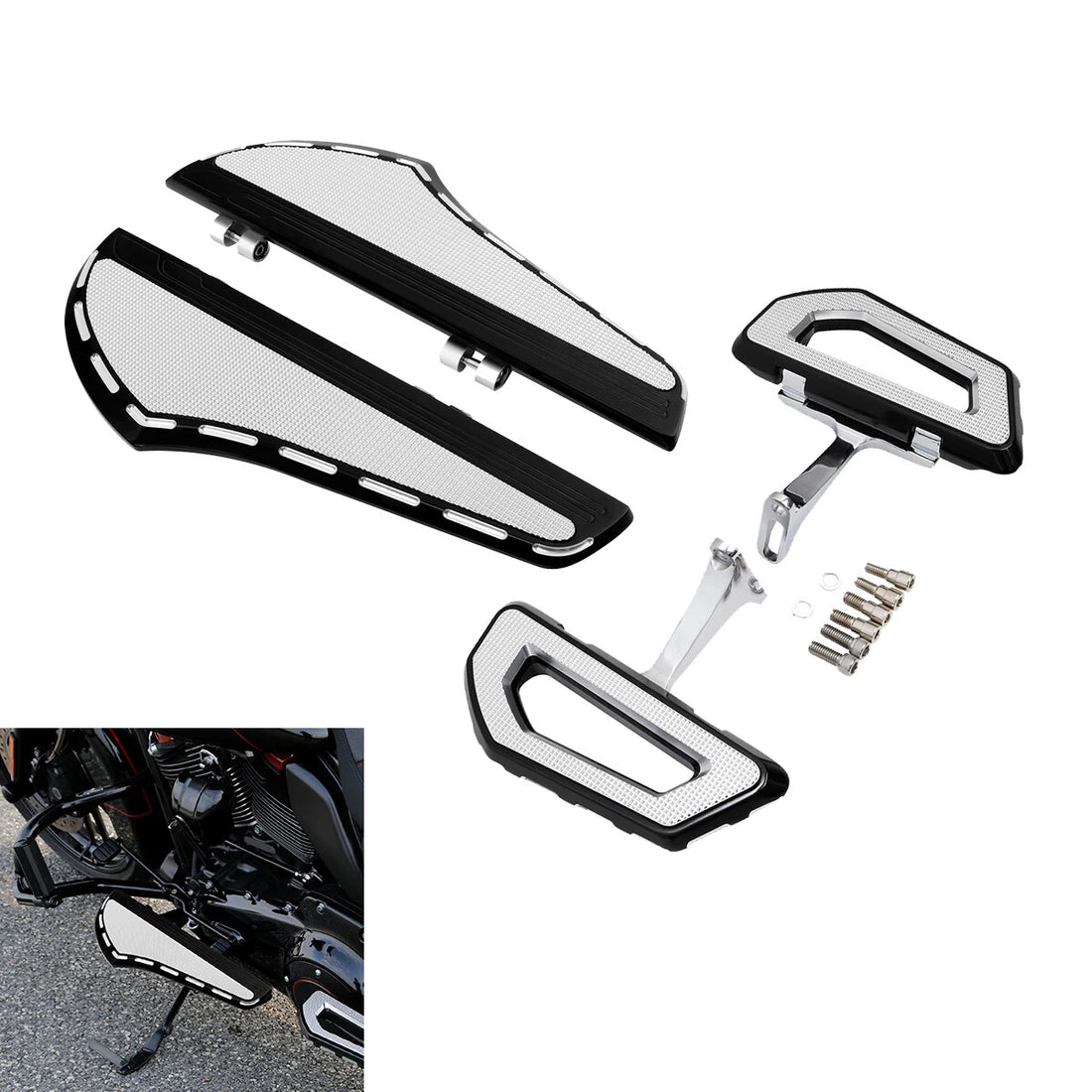 Driver & Passenger Footboards Fit For Harley Touring Street Road Glide 2000-2023