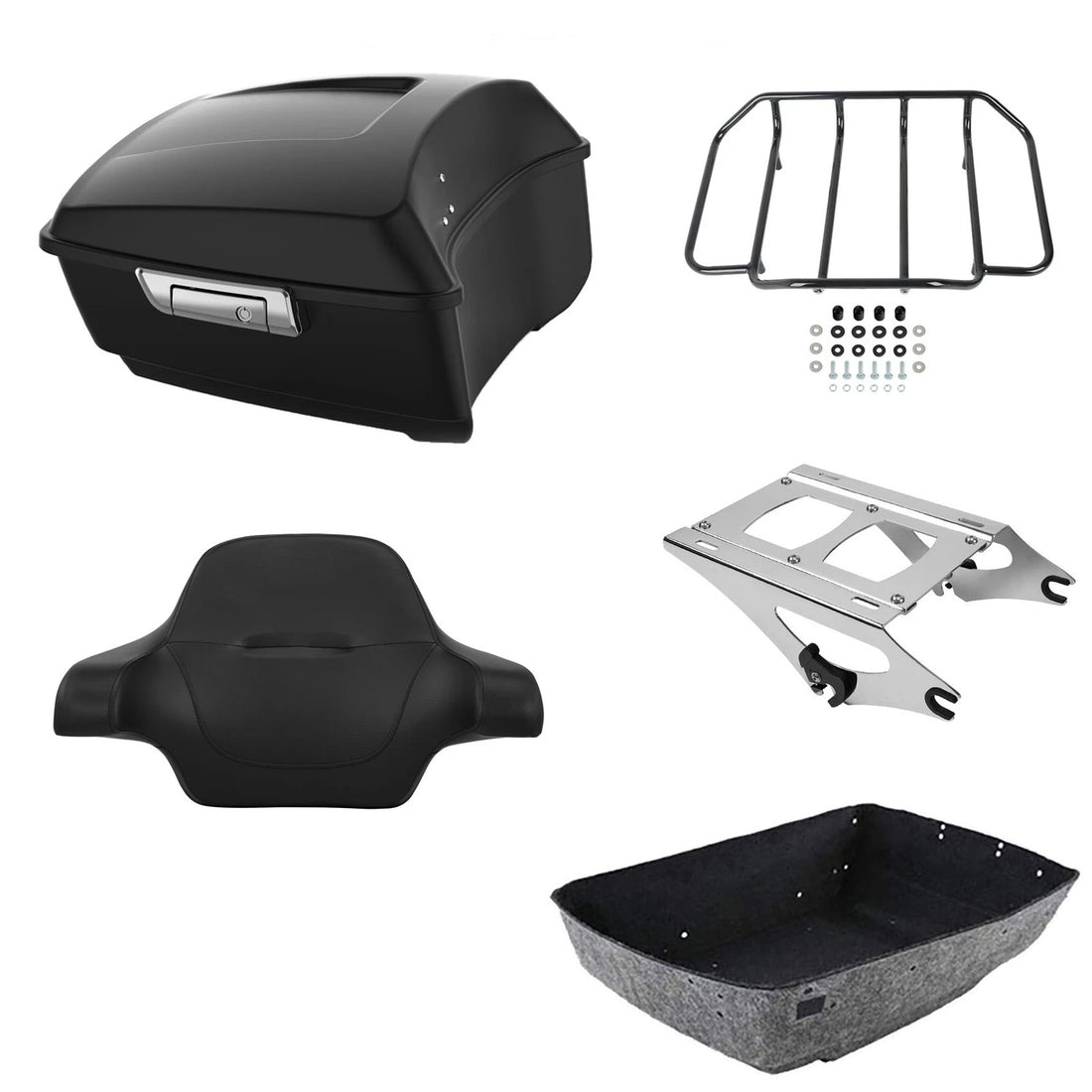 Matte Black King Trunk Luggage Backrest Mount Rack Fit For Harley Touring 14-26