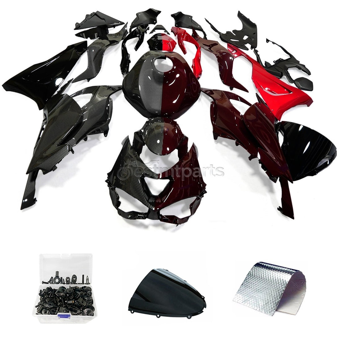 Dark Red & Black Carbon Fiber Fairing Kit For Kawasaki Ninja ZX6R 2024 2025 636