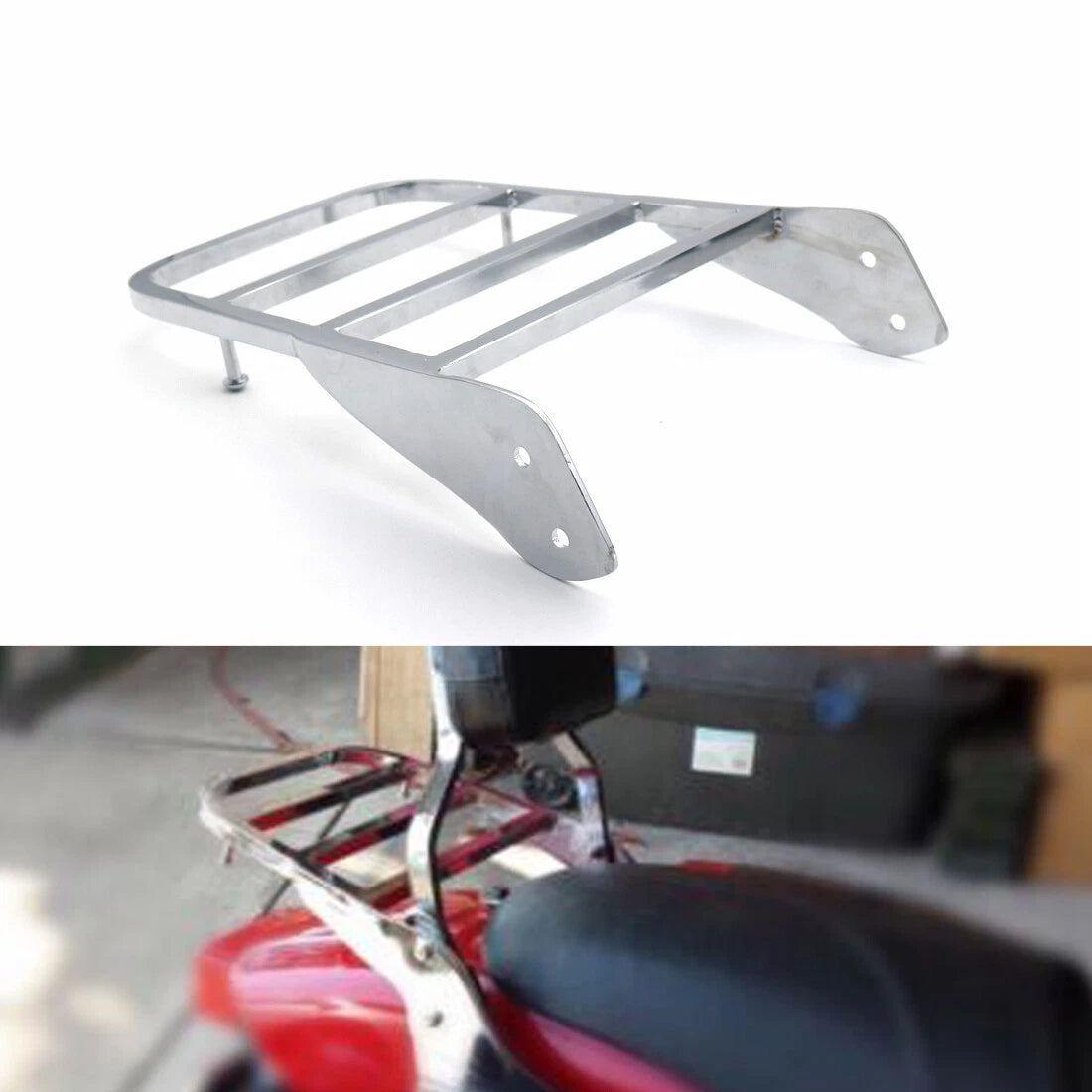 Chrome Sissy Bar Luggage Rack For Yamaha V-Star 400 650 1100 XVS Classic 00-2011