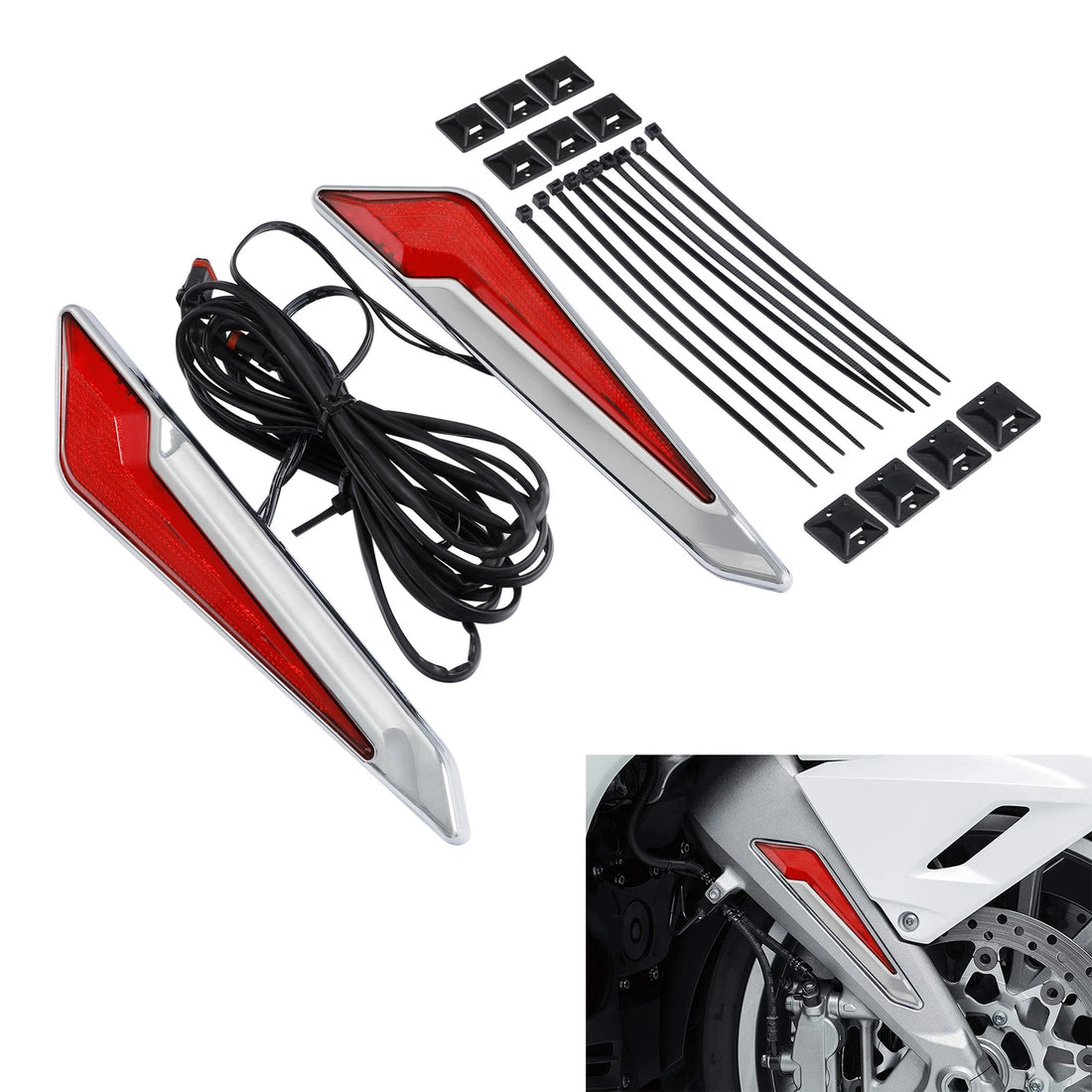 Front Brake Fork Mount LED Lights Fit For Honda Goldwing GL1800 2018-2025