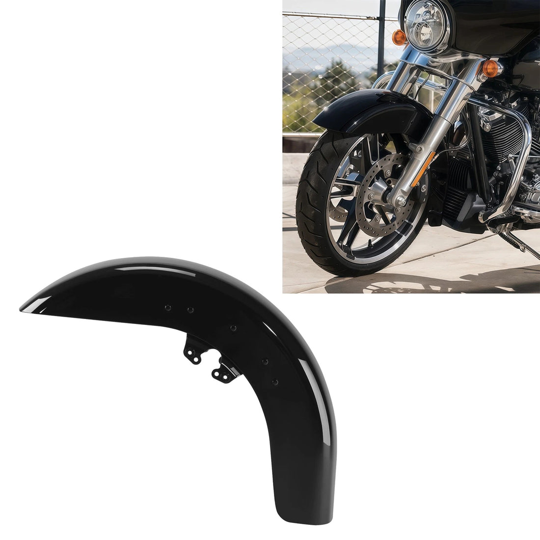 Vivid Black Front Fender Fit For Harley Touring Street Road Glide 2014-2023 2015