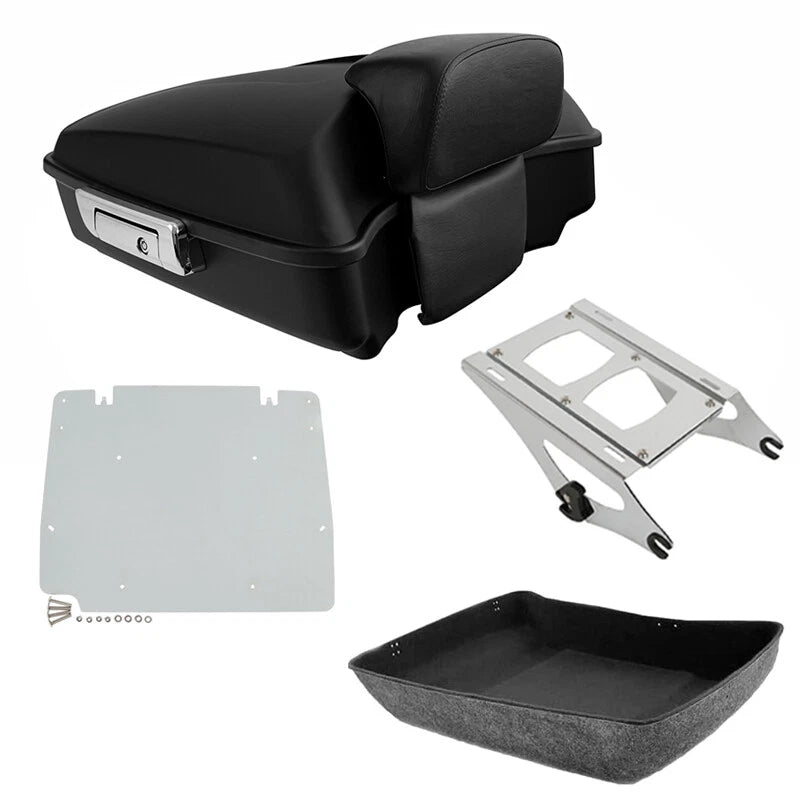 Matte Black Chopped Trunk Backrest Mount Rack Plate Fit For Harley Touring 14-26