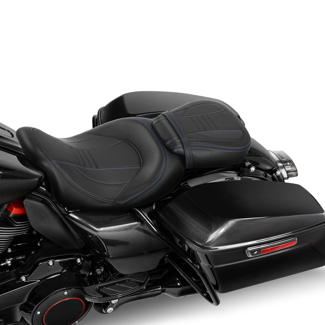 Fit For Harley Touring Street Glide Low-Profile Seat Blue Stitch 2009-2023