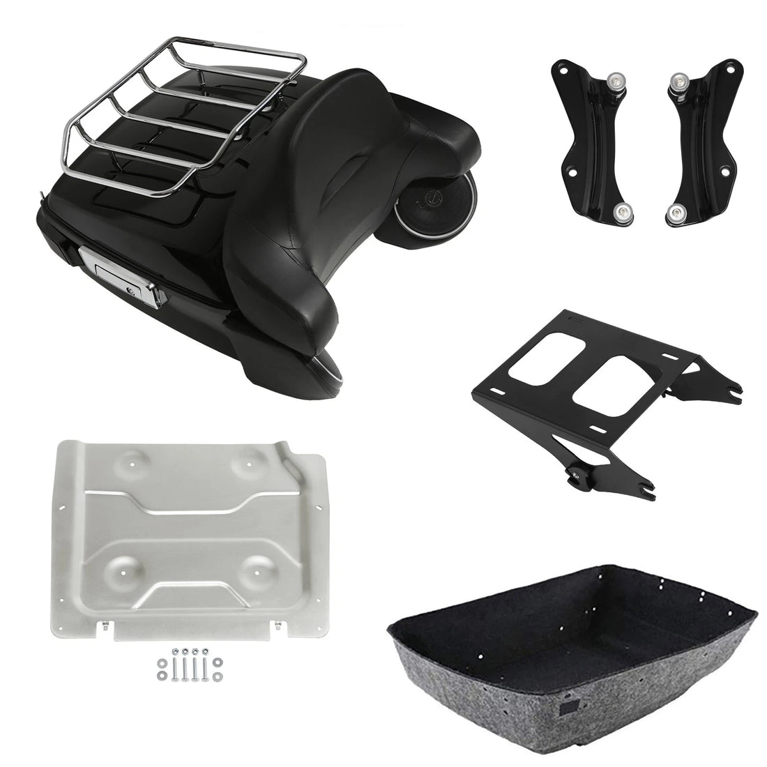 King Trunk Backrest LED Light Speakers Mount Plate Fit For Harley Touring 14-26