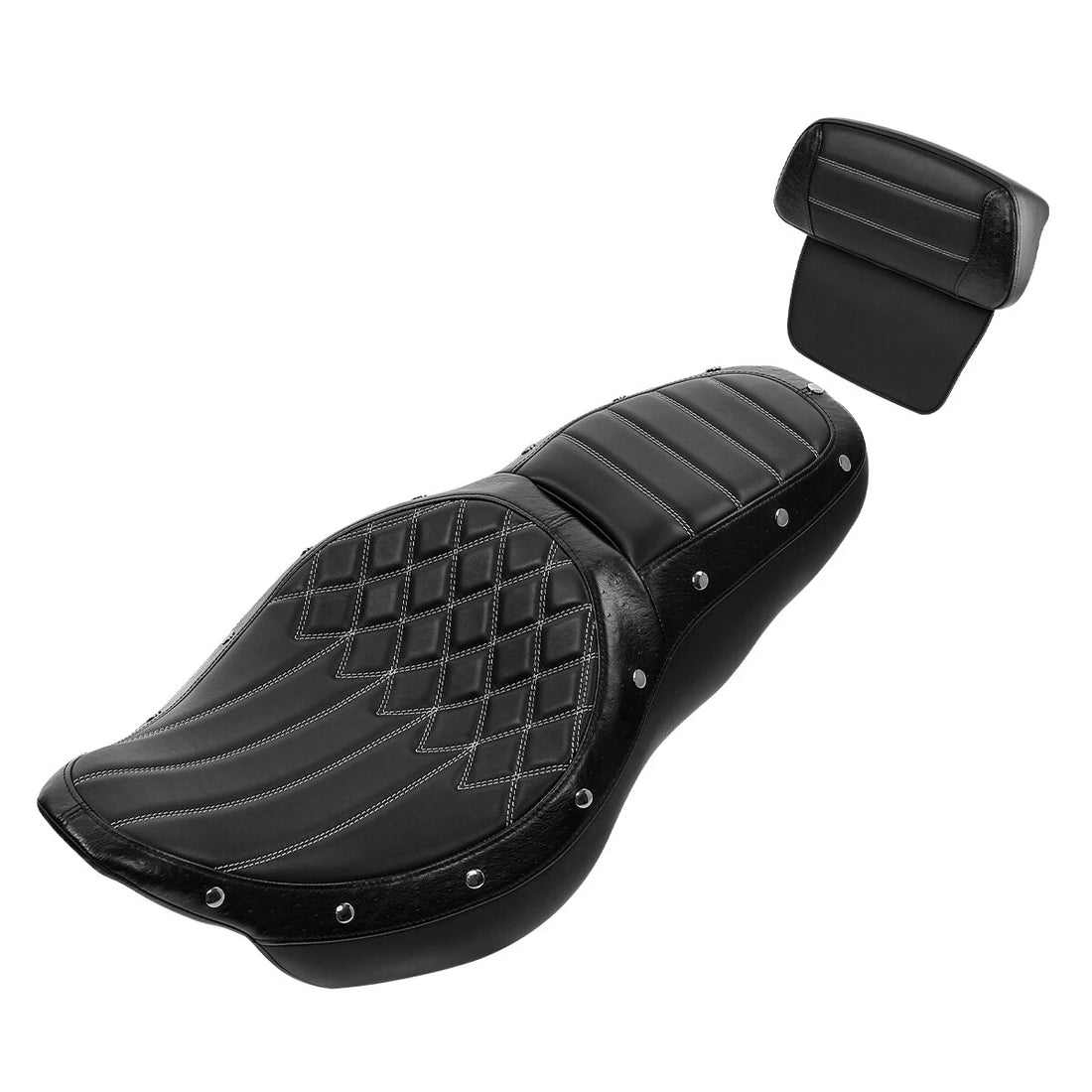 Black Driver Passenger Seat w/ Backrest Fit For Harley Touring Road Glide '14-23