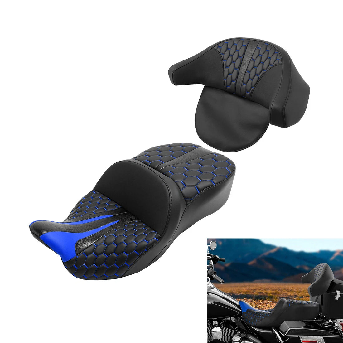 Driver & Passenger Seat Backrest Pad Fit For Harley Touring Road Glide 2009-2013