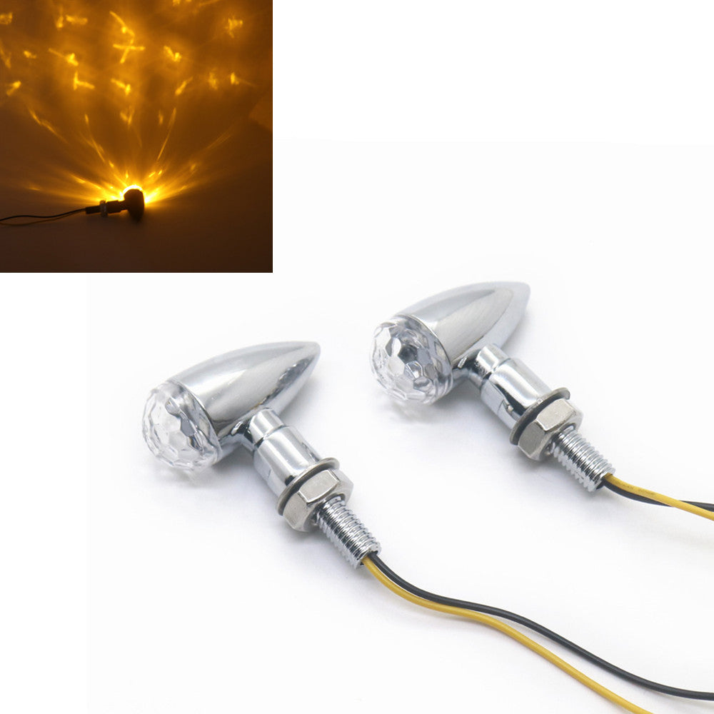 Chrome Metal LED Mini Bullet Clear Spherical Lens Turn Signal Indicators Light