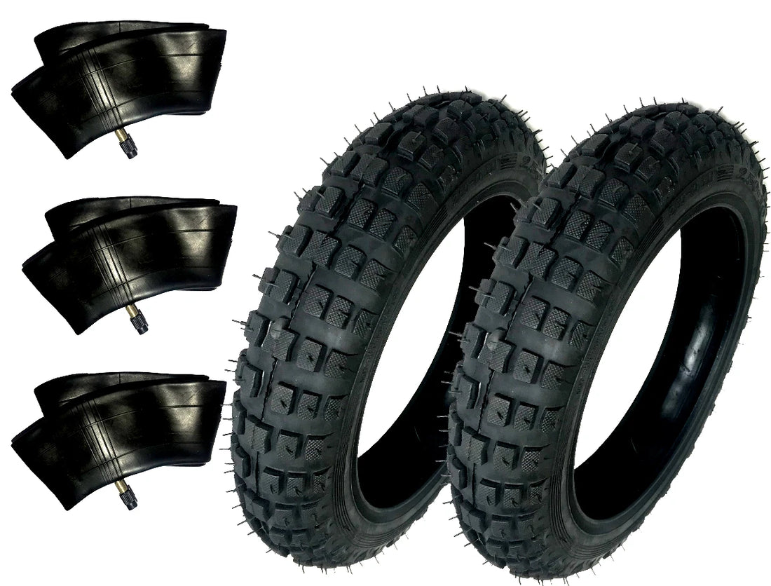 2) HD Tires And 3) Tubes Straight Stem Size 2.50-10 2.50X10 For Yamaha PW50 50CC