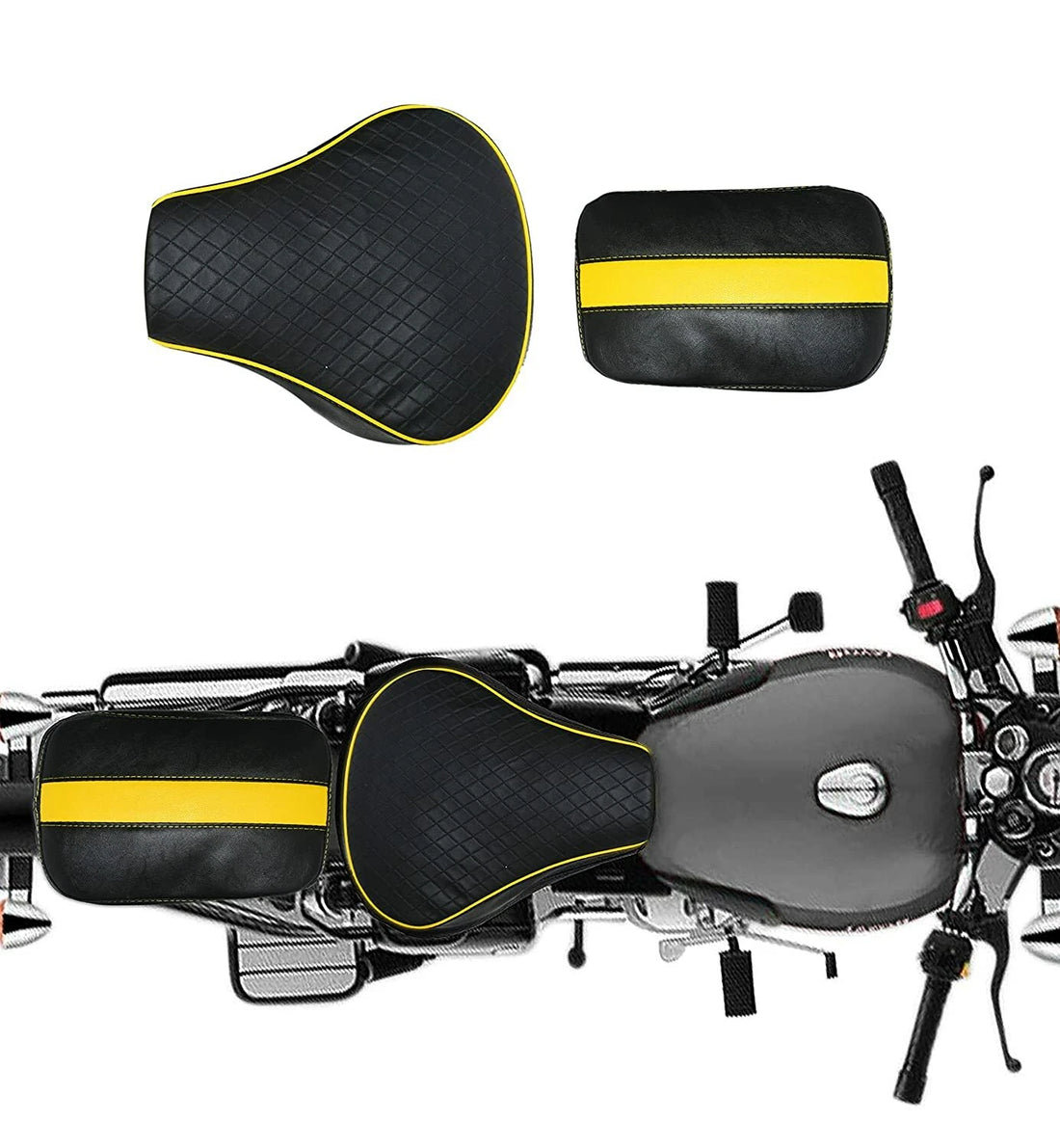 Stylish Diamond Cut Design Seat Cover with Back Rest Foam For Royal Enfield @vd