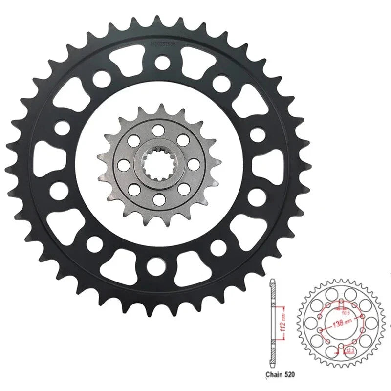 520 17T/39T Front Rear Sprocket For Honda NC750 14-20 D-E,F,G,H,J,K Integra DCT