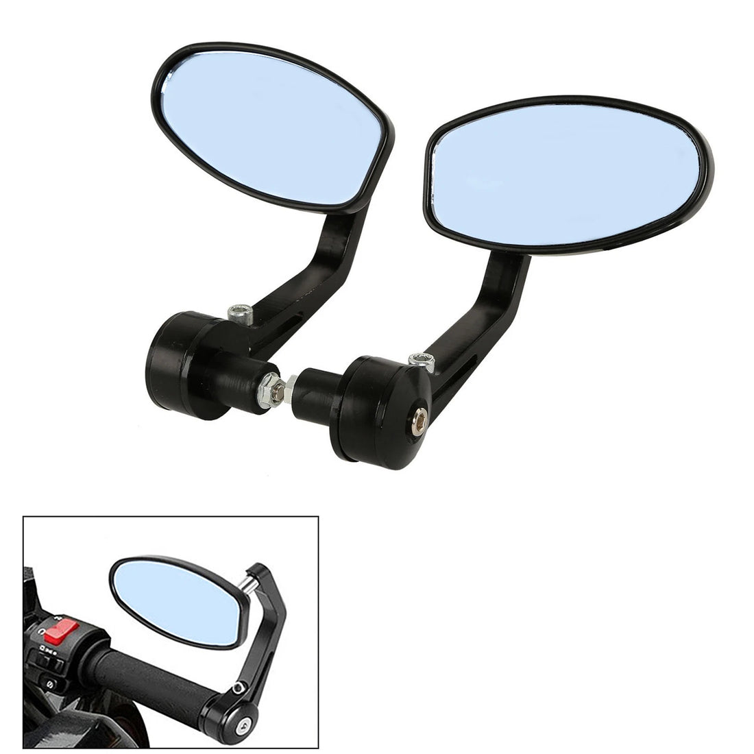 7/8" Handle Bar End Mirrors Rearview Rear Side Mirrors Fit For Kawasaki Suzuki