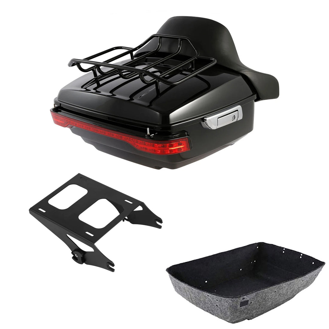 King Trunk Backrest LED Tail Light Mount Rack Fit For Harley Street Glide 14-26