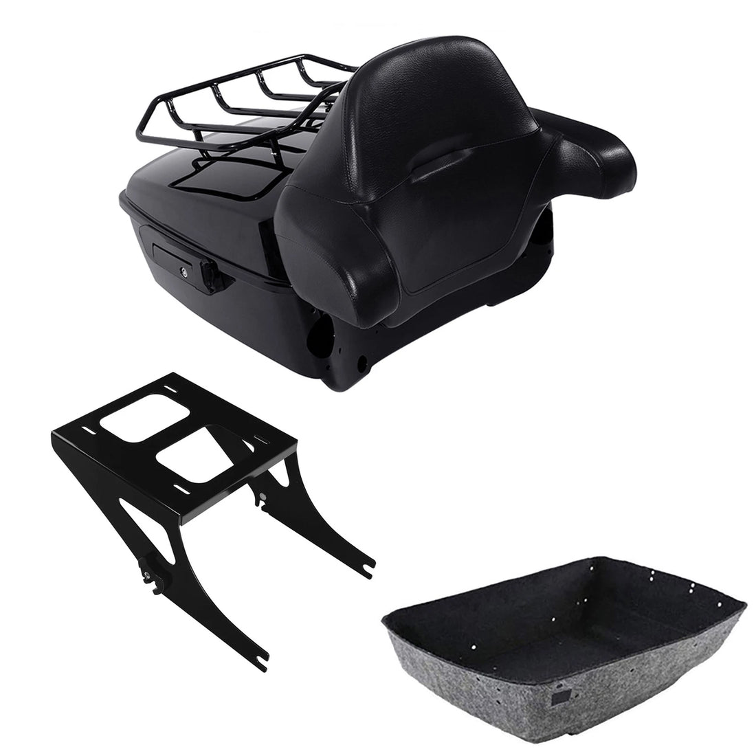 Black King Trunk Luggage Backrest Pad Mount Rack Fit For Harley Fat Boy 08-2017
