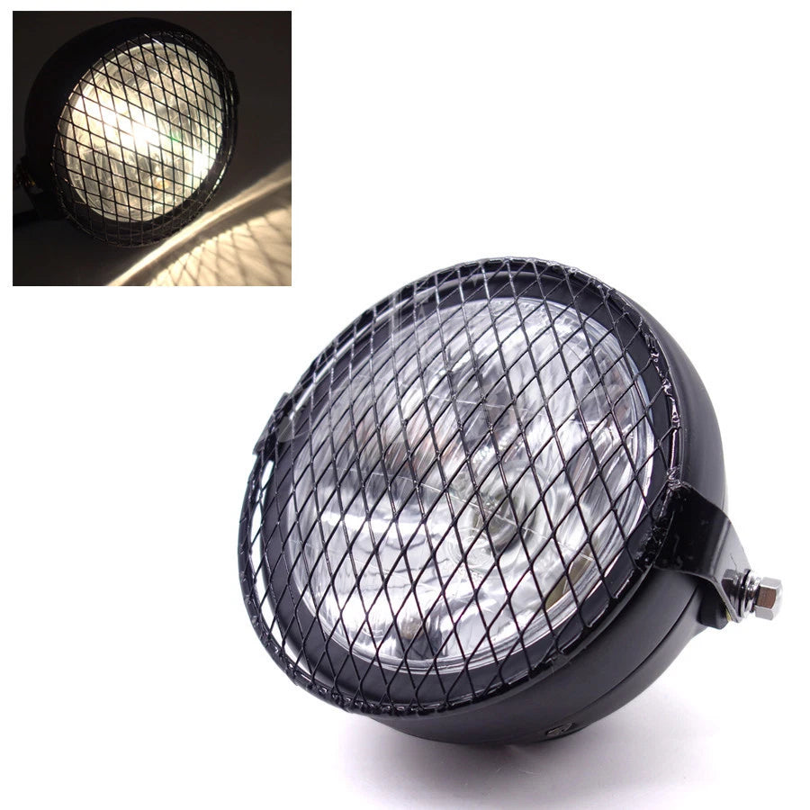 Black Metal Grill Diamond Retro Vintage Side Mount Headlight Cafe Racer GN125