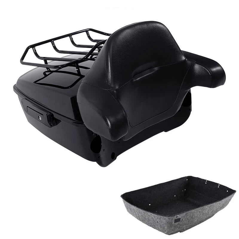 King Trunk Backrest Rack Black Latch Fit For Harley Touring Electra Glide 14-26