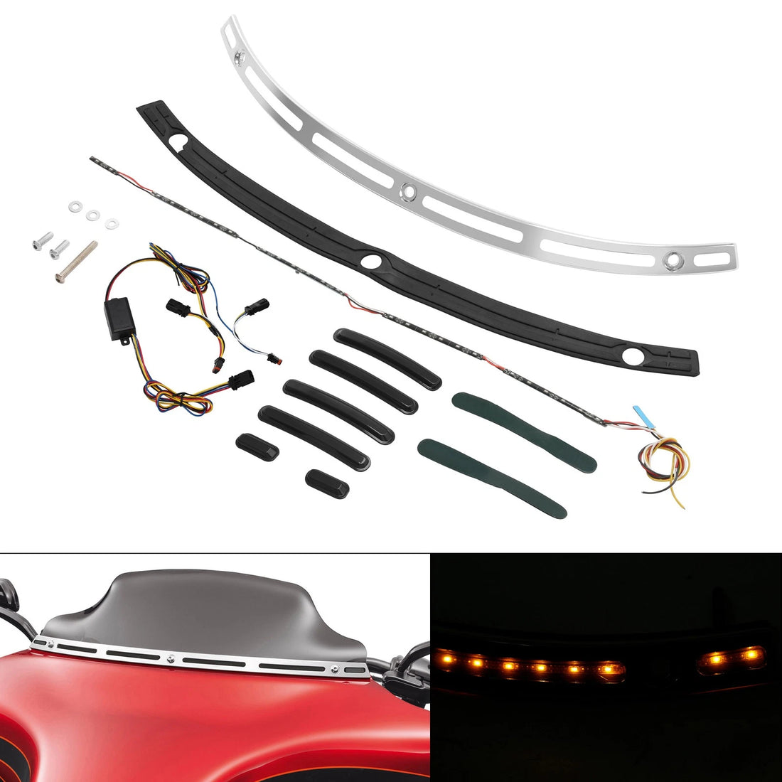 Windshield Trim LED Turn Signals Light Fit For Harley Electra Street Glide 14-23