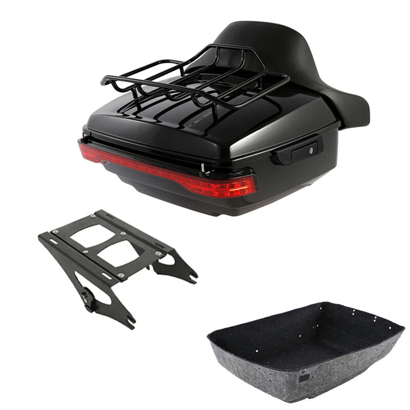 King Trunk Backrest LED Light Mount Rack Fit For Harley Road King Glide 14-2026