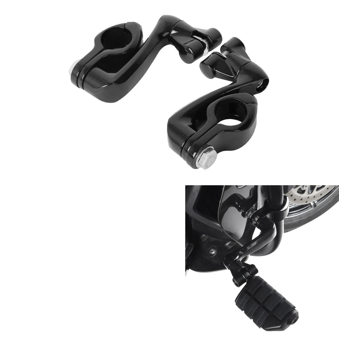 360 Adjustable Highway FootPeg Mounting Fit For Harley 1 1/4" Engine Guard Black