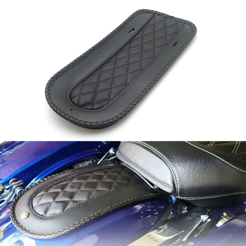 Black Diamond Rear Fender Bib PU Leather For Harley Solo Seat Touring Flhx 08-18