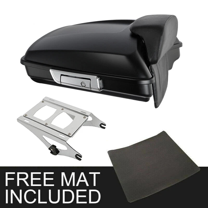 Matte Razor Trunk Backrest Chrome Mount Fit For Harley Road King Touring 2014-26