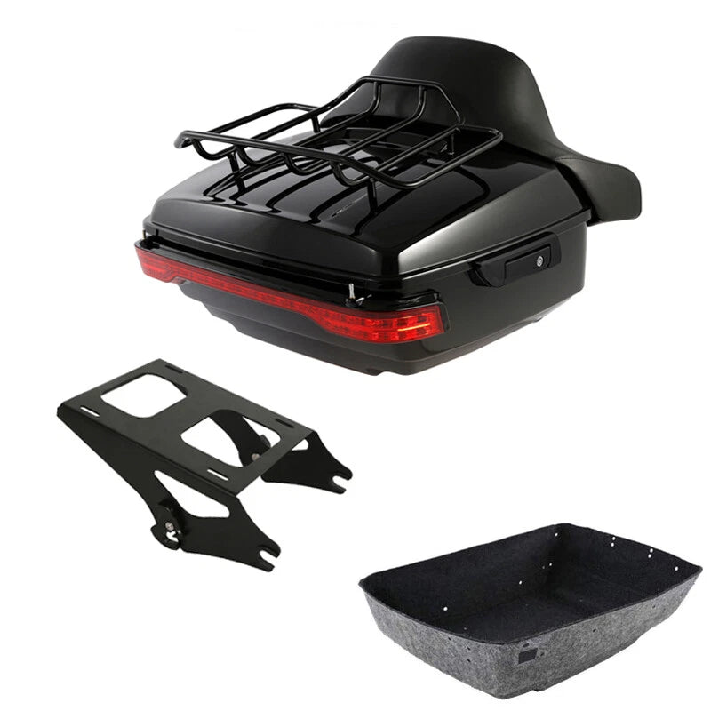 King Trunk Backrest Pad LED Light Mount Rack Fit For Harley Touring 2014-2026 25